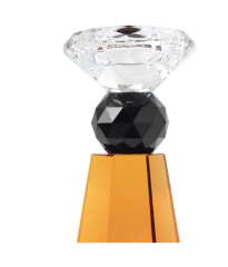 Candle Holder Sour Amber Black h:20 7x7 cm |  Şamdan | Tealight