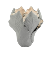 Candleholder tulip grey silver L 25x27cm | El Yapımı Seramik Mumluk