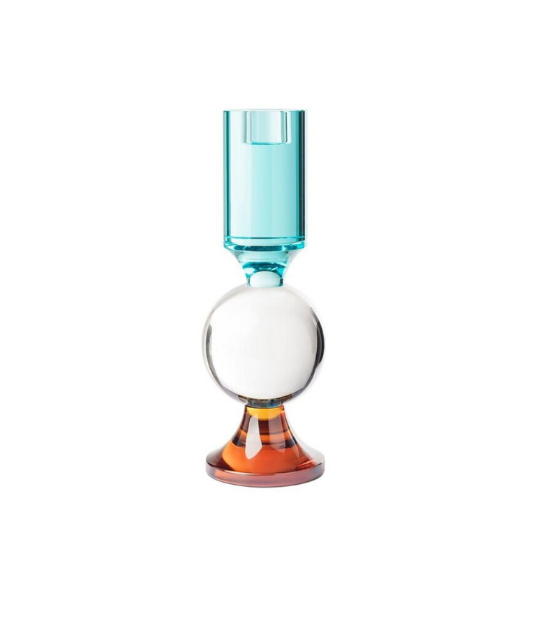 Candle Holder Honey Turquoıse/Amber9x24 cm |  Şamdan | Tealight
