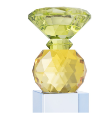 Candle Holder Poppy Amber/Green/Lightblue h:17 cm 7x7cm |  Şamdan | Tealight