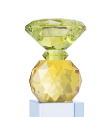 Candle Holder Poppy Amber/Green/Light Blue h:21 cm 7x7cm |  Şamdan | Tealight