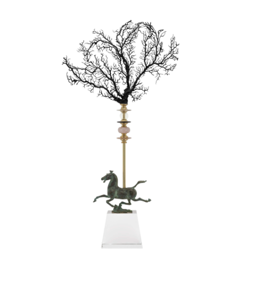 Obelisque  black coral horse 39x8x83 cm | Dekoratif Obje