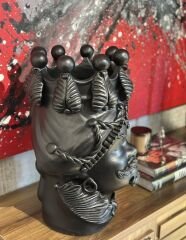 Vase Moro Man Big Black Natural 48 cm - Heykel