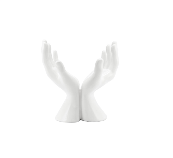 Two hands stand white ceramic for dome 23x16x24 cm | Dekoratif Obje