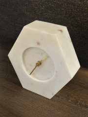 Clock 19x6,5x19 cm Chere white Marble | Mermer Saat | Dekoratif Obje