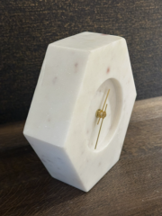 Clock 19x6,5x19 cm Chere white Marble | Mermer Saat | Dekoratif Obje