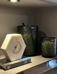 Clock 19x6,5x19 cm Chere white Marble | Mermer Saat | Dekoratif Obje