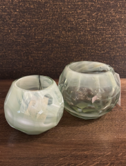 Tlight 10x9 cm Eliza glass light olive green | Cam Tlight | Vazo - Mumluk