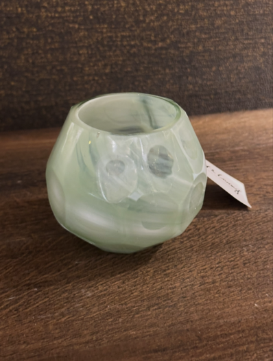 Tlight 10x9 cm Eliza glass light olive green | Cam Tlight | Vazo - Mumluk