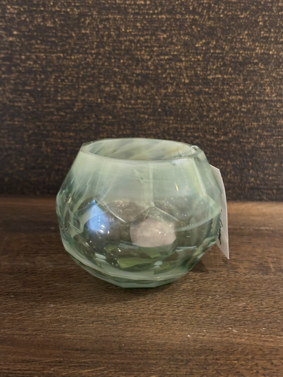 Tlight 12x10 cm Eliza glass light olive green | Cam Tlight | Vazo - Mumluk