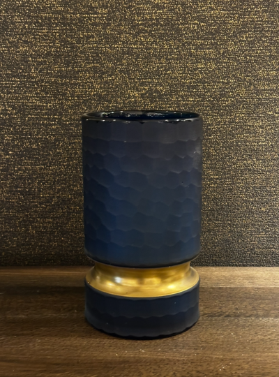 Vase Alesso, Glass,Brass,Blue small 14x23 cm | Vazo - Mumluk