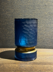 Vase Alesso, Glass,Brass,Blue small 14x23 cm | Vazo - Mumluk