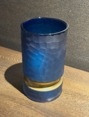Vase Alesso, Glass,Brass,Blue small 14x23 cm | Vazo - Mumluk
