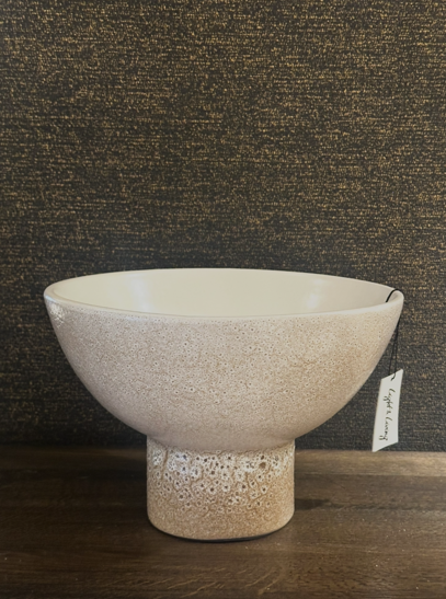 Dish on base 31,5x21 cm kavala ceramic cream | Seramik Meyvelik - Kase - Çiçeklik