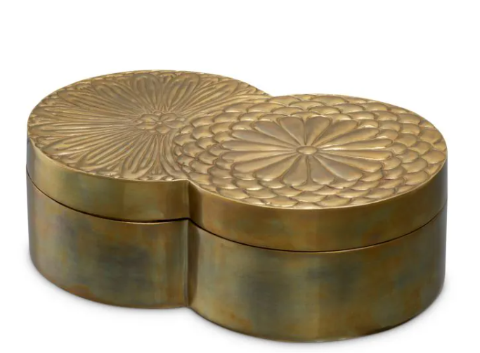 Box Meiji Antique Brass Finish 28x17,5x9 cm  | Pirinç Dekoratif Kutu
