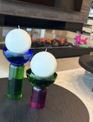 Candleholder Lolly Purple Green h:13 cm d:11,5 cm | Şamdan