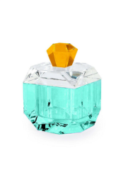 Box Jewel Crissy Cube Blue-Clerar-Amber  h:13 cm 10x10 cm | Kristal Kutu | Dekoratif Obje