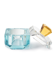 Box Jewel Crissy Cube Blue-Clerar-Amber  h:13 cm 10x10 cm | Kristal Kutu | Dekoratif Obje