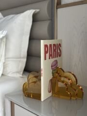 Bookend Crissy Cloud Amber Pink h:16 cm 10x6 cm | Kristal Kitap Tutucu | Dekoratif Obje