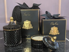 Siyah art deco mum S - Kokulu mum