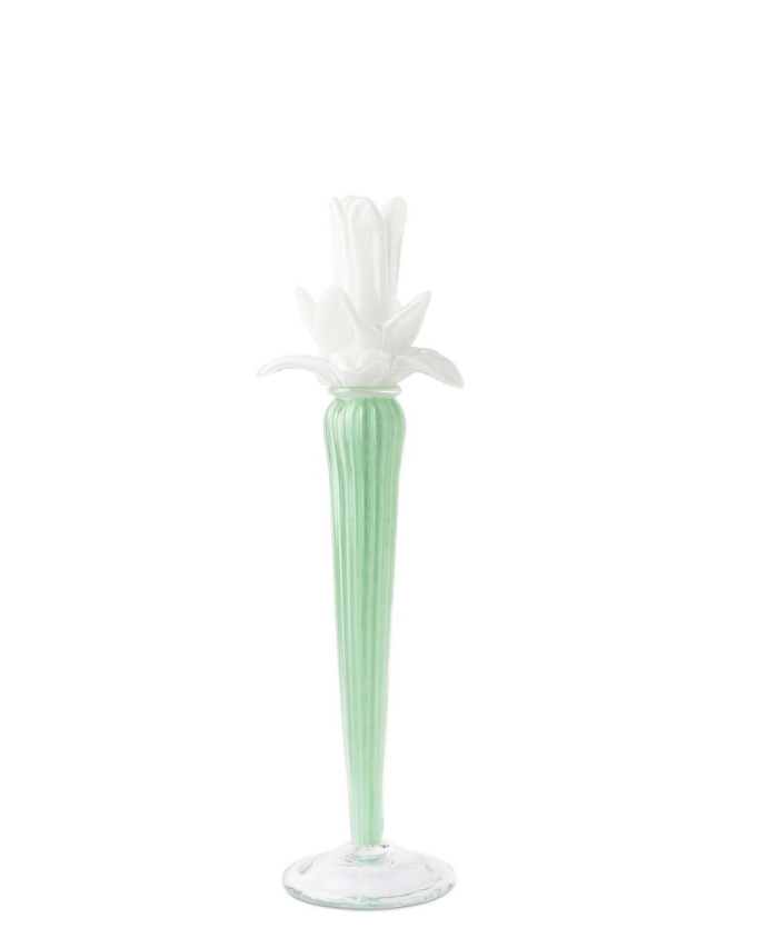 Candle Holder Dax Flower Light Green h:40 cm d:11 cm | Cam Vazo - Mumluk - Tlight