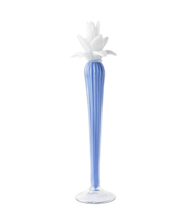 Candle Holder Dax Flower Light Blue h:50 cm d:12 cm | Cam Vazo - Mumluk - Tlight