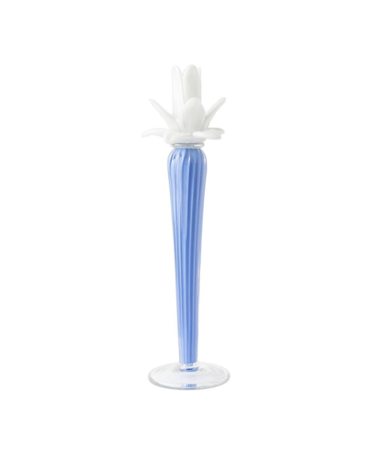 Candle Holder Dax Flower Light Blue h:40 cm d:11 cm | Cam Vazo - Mumluk - Tlight