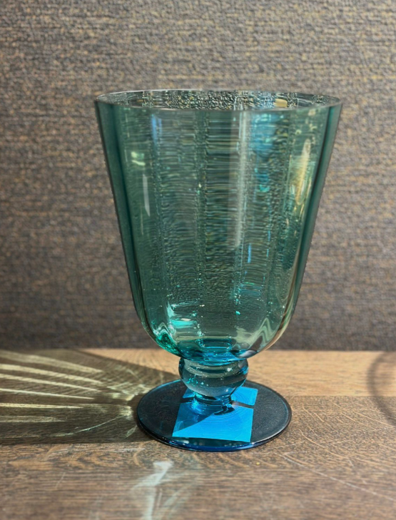 Vase Cup Stripes Blue h:21 cm d:15 cm | Cam Vazo - Mumluk