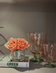Vase Cup Stripes Pink Green h:21 cm d:15 cm | Cam Vazo - Mumluk