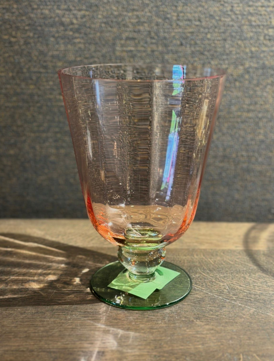 Vase Cup Stripes Pink Green h:21 cm d:15 cm | Cam Vazo - Mumluk
