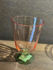 Vase Cup Stripes Pink Green h:21 cm d:15 cm | Cam Vazo - Mumluk