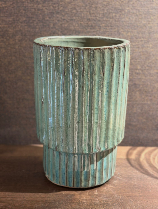 Vase Glaze Atlas Stripes h:37 cm d:23 cm | Seramik Saksı