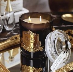 Siyah gold şeffaf vakum kapaklı mum 450gr Soy Blend - Kokulu mum