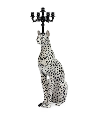 Candle holder egyptian cat black-white h:118 cm | Çita Şamdan