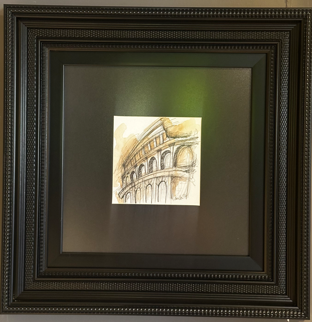 Hasır siyah çerçeve mimari eskiz 49x49 cm | Tablo | Duvar Aksesuarı