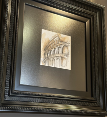 Hasır siyah çerçeve mimari eskiz 49x49 cm | Tablo | Duvar Aksesuarı