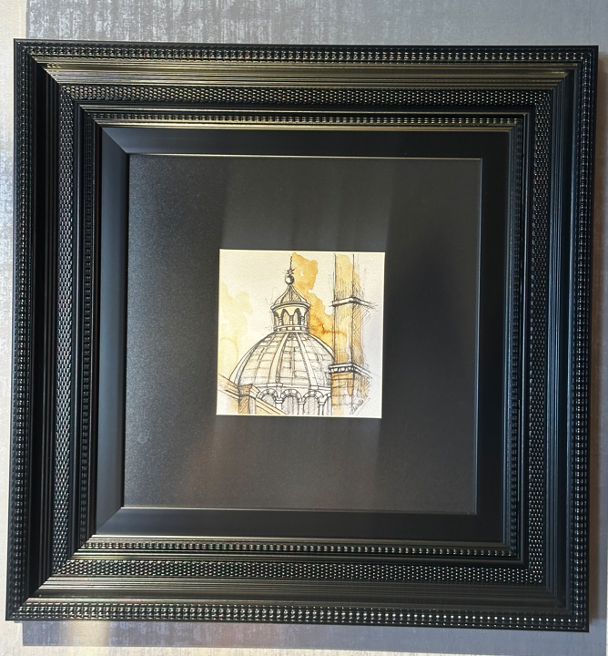 Hasır siyah çerçeve mimari eskiz 49x49 cm | Tablo | Duvar Aksesuarı