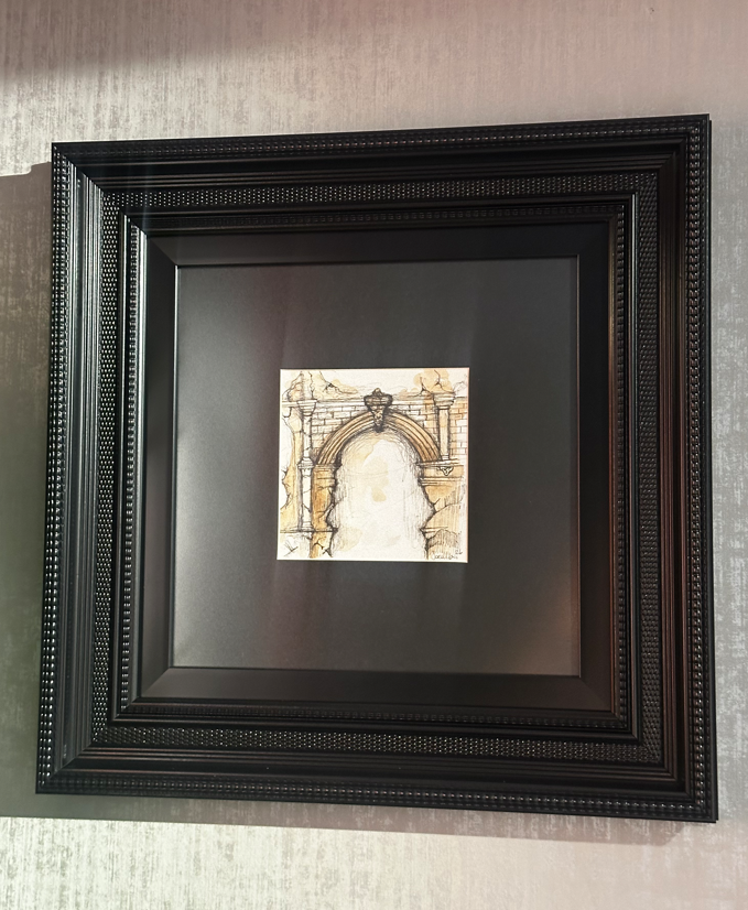 Hasır siyah çerçeve mimari eskiz 49x49 cm | Tablo | Duvar Aksesuarı