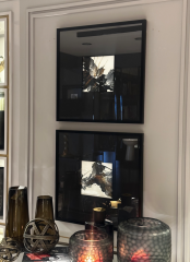 Siyah çerçeve siyah paspartu soyut 60x60 cm | Tablo | Duvar Aksesuarı