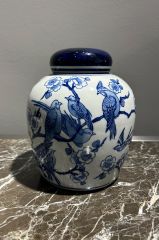 Jar blossom h:20 cm d:16 cm | Bleu Blanc Dekoratif Küp