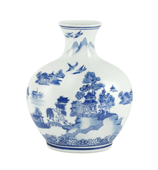 Vase Landscape h:30,5 cm 23x10,5 cm | Bleu Blanc Vazo