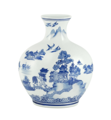 Vase Landscape h:30,5 cm 23x10,5 cm | Bleu Blanc Vazo