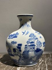 Vase Landscape h:30,5 cm 23x10,5 cm | Bleu Blanc Vazo