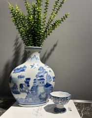 Vase Landscape h:30,5 cm 23x10,5 cm | Bleu Blanc Vazo