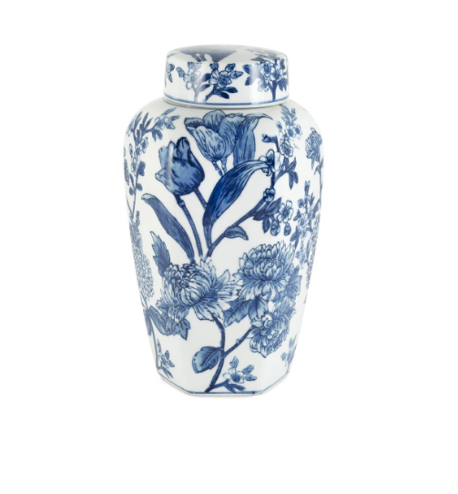 Jar flowers h:28 cm d:16 cm | Bleu Blanc Dekoratif Küp