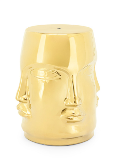Stool Ming Face Gold h:46 cm d:37 cm | Seramik Puf