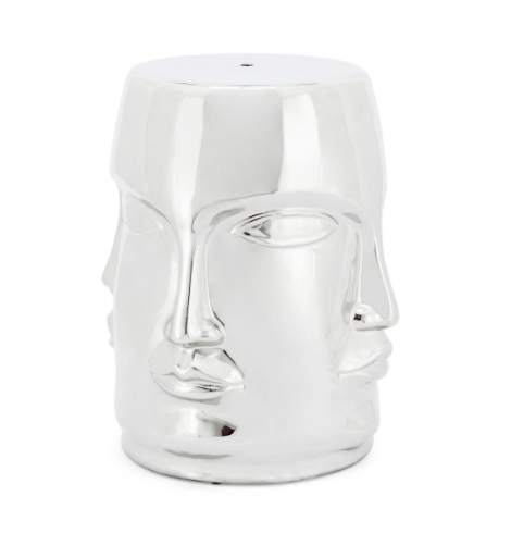 Stool Ming Face Silver h:46 cm d:37 cm | Seramik Puf