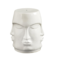 Stool Ming Face White h:46 cm d:37 cm | Seramik Puf