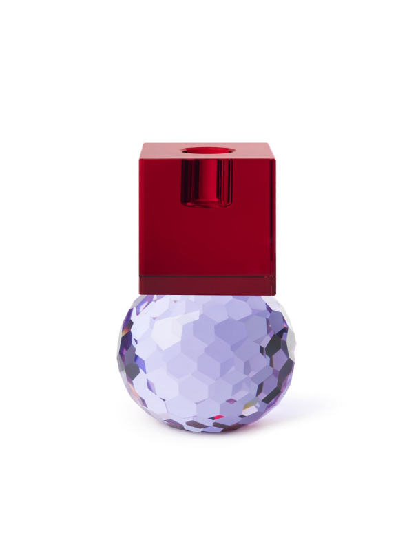 Candle Holder Crissy Dua Red Purple h:12,5 cm D: 8 cm | Kristal Şamdan - Tealight | Dekoratif Obje