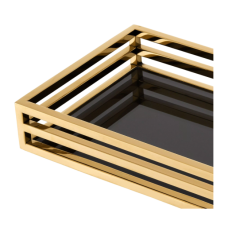 Tray Ersa Rectangular gold finish 60x20x5,5 cm | Gold Tepsi - Jardenyer